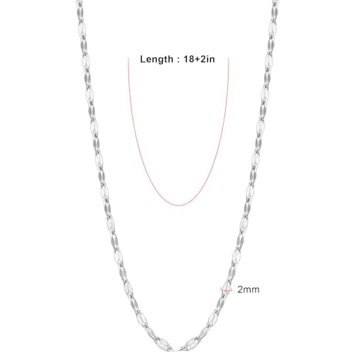24PCS Stainless Steel Necklace Chains for Jewelry Making 2MM Stainless Steel Sparkly Lip Link Chains Bulk for DIY Necklace - color: stainless steel(2mm/ 18 inches)
