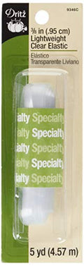 Dritz 9346C Lightweight Elastic, Clear, 3/8-Inch by 5-Yard
