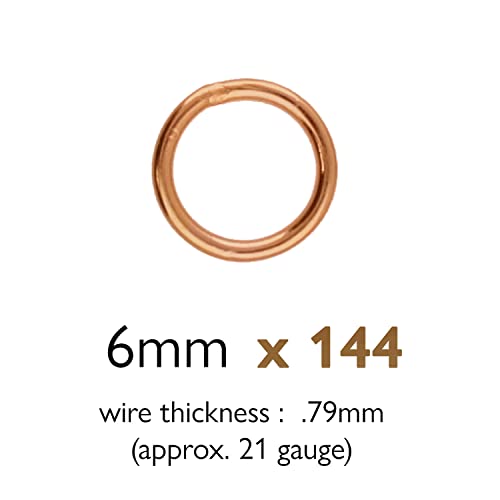 The Beadsmith Soldered Jump Rings – 6mm, Copper Plated, 20-Gauge (0.79mm) Wire Thickness, 144 Pieces – Findings for Making Keychains, Charms, Chain Mail and Body Jewelry - color: Copper, size: 6mm - 19 Gauge