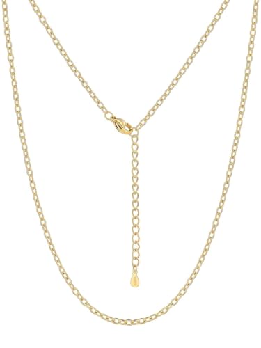 Silvora Necklace Chain for Women, 2MM Silver Chains Rolo Cable Necklace 316L Stainless Steel 14K Gold Plated Black Rose Gold Plated Womens Chain for Pendant 14"-30" Length - color: Gold, size: 16 Inch