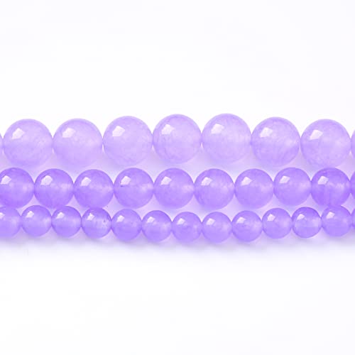 Round Loose Beads Natural Gem Beads Crystal Energy Stone Beads for Jewelry Making 15" (Lavender Chalcedony, 12MM) - color: Lavender chalcedony, size: 12MM