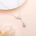 Long Necklace Sterling Silver Larait Bar Y Lariat Long Chain Drop Adjustable Necklace Gift for Her, 30" - style: Long Calla Lily Necklace