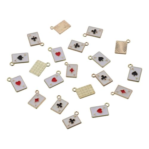 80Pcs Enamel blocks plum blossoms spades hearts Poker Card Charms Gold Alloy Card Pendants for DIY Keychains Necklace Bracelet Earring Jewelry Making Craft Ornament