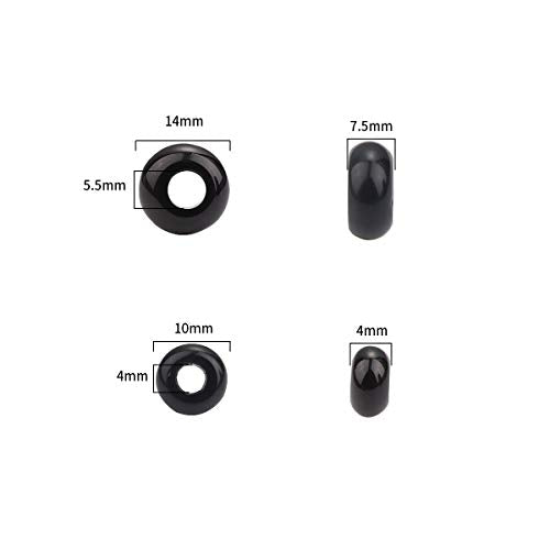 BEADIA Natural Black Onyx Rondelle Stone with Large Hole (5.5mm) Loose Semi Gemstone Beads for Jewelry Making 14mmx7.5mm 12pcs - color: Black Onyx, size: 14mm x 7.5mm