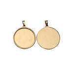 10pcs stainess steel cabochon base setting 25mm round cameo pendant trays diy jewelry blank bezel for necklace making (25mm gold) - size: 25mm Gold