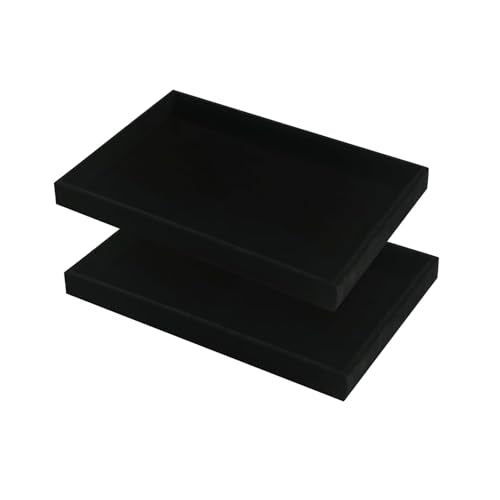 2pcs/Set Velvet Jewelry Tray, Grids Large Storage Tray for Bracelet Bangle Beads Display, Jewellery Organizer Box Tray for Home Drawer or Shop Store Selling Show (Black Velvet) - color: Black, size: 1 Grid