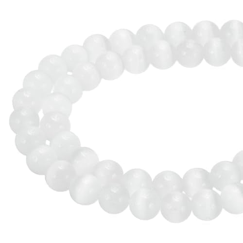 PATIKIL 8 mm Natural Clear Quartz Loose Beads, 2 Strands Crystal Round Stone Strand Beads Gemstone Loose Bead Spacer Beads for Jewelry Making DIY Necklace Bracelet, White - color: White, size: 8 mm