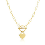 Carffordo Gold Plated Necklaces for Women - Dainty Layered 14K Gold Plated Stack Paperclip Rope Cuban Toggle Link Chain Choker Necklace Set Chunky Trendy Jewelry Gift - style: OT-Heart