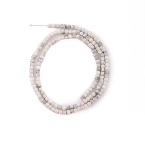 Faceted Natural Howlite 2-3mm Cube Square Loose Beads Gemstone Small Loose Beads Healing Crystal Energy Stone for DIY Jewelry Making 15" - color: Howlite