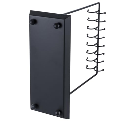 MyGift Black Metal Jewelry Stand for Women Jewelry Organizer Stand for Necklaces with 20 Hooks and Ring Tray Sturdy Necklace Pole - color: Black