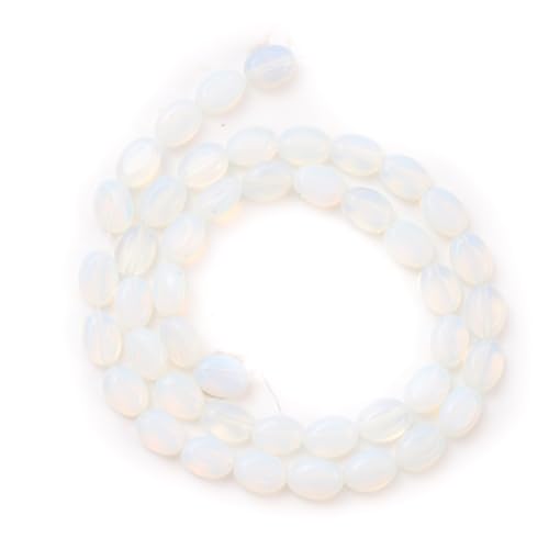 6×8mm Natural Opal Gemstone Loose Beads Flat Oval Healing Crystal Loose Stone Beads for Jewelry Necklace Bracelet Earring Craft - color: Opal