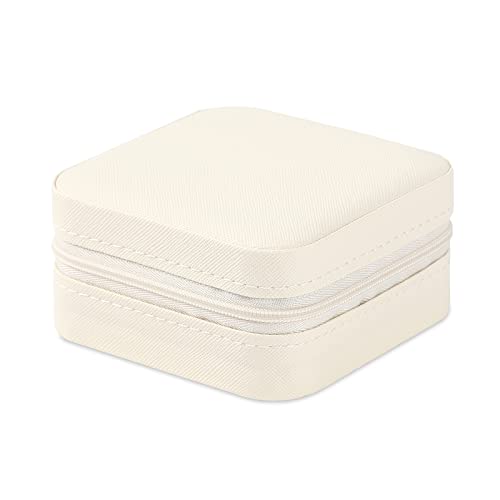 Neveika Portable Travel Mini Jewelry Box Leather Jewellery Ring Organizer Case Storage Gift Box Girls Women (white). - color: White