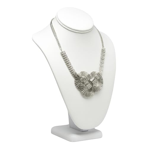 Novel Box White Leatherette Stand Jewelry Necklace Display 7.5x4x11 Inches - Freestanding Travel Necklace Holder Stand - Necklace Mannequin Organizer Stands - Necklace Displays Large - color: White Leatherette, size: Large