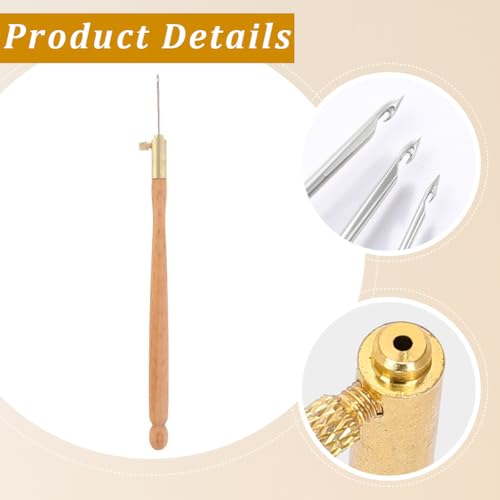 Tambour Hook with 3 Needles Wood Handle Embroidery Crochet Hook Kit for Beading Sequins DIY Sewing Accessories Needlework Tool Set Chain Stitch Embroidery Fabric Crafts Burlywood - color: BurlyWood