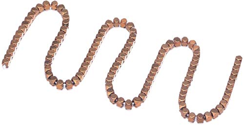 AD Beads Natural Hematite Gemstone Faceted Square Cube Loose Beads 16" (6x6mm, Metallic Copper) - color: Metallic Copper, size: 6x6mm