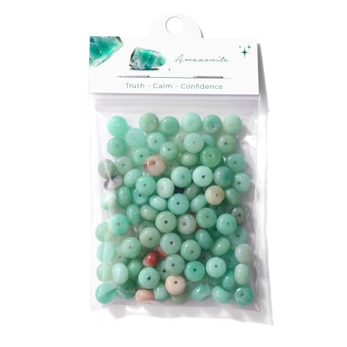 Raicegs 100pcs 5×8mm Rondelle Amazonite Beads Natural Gemstone Beads Abacus Disk Stone Loose Beads for Jewelry Making DIY Bracelets Necklace - color: Amazonite, size: 5×8mm Rondelle