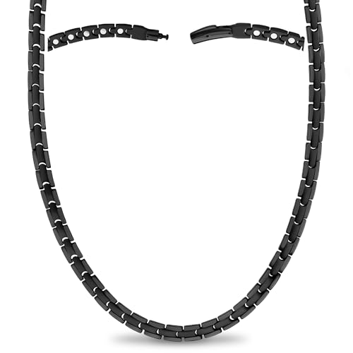 MagnetRX® Titanium Magnetic Necklace – Ultra Strength Magnetic Necklaces for Men & Women – Effective Mens Titanium Necklace with 55 Magnets (Black, 20 Inches) - color: Black, size: 20 Inch (Pack of 1)