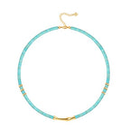 CANEVINKA Bohemian Beaded Choker Necklace 18K Gold Plated Bead Pendant Necklace Vintage Handmade Jewelry for Women - style: Bamboo