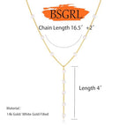 Pearl Necklace for Women- 14K Gold-plated/White Gold-plated Dainty Pearl Necklace for Women - color: Gold Y chain
