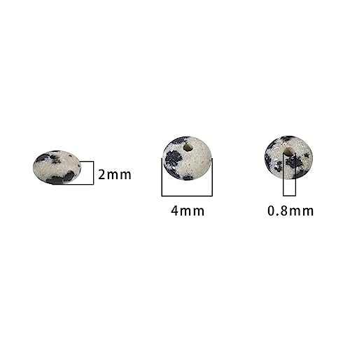 BEADIA Natural Dalmatian Disk Stone Beads 4x2mm 160pcs Rondelle Loose Semi Gemstone Beads for Jewelry Making Design - color: Dalmatian