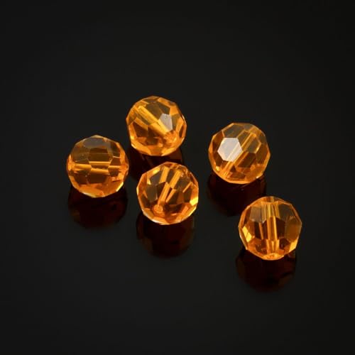 100pcs Adabele Austrian 4mm (0.16 Inch) Small Faceted Loose Round Crystal Beads Light Topaz Yellow Compatible with 5000 Swarovski Crystals Preciosa SS2R-408 - color: Light Topaz/Yellow, size: 4mm Small (100pcs)