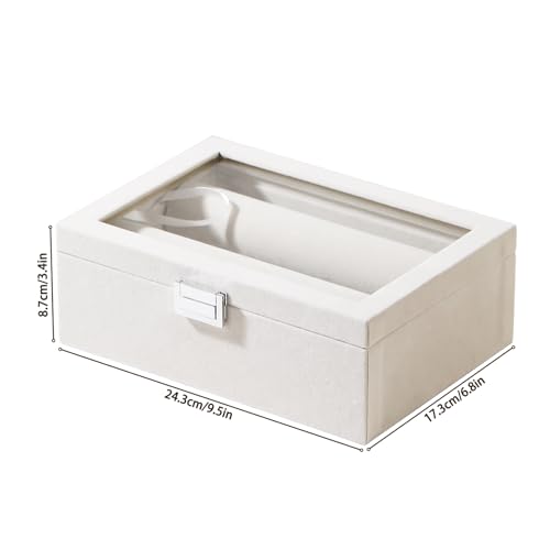 Bracelet Display Holder with Rods for Bangles Watches, Jewelry Organizer Box Storage Case with Clear Lid (Beige) - color: Beige