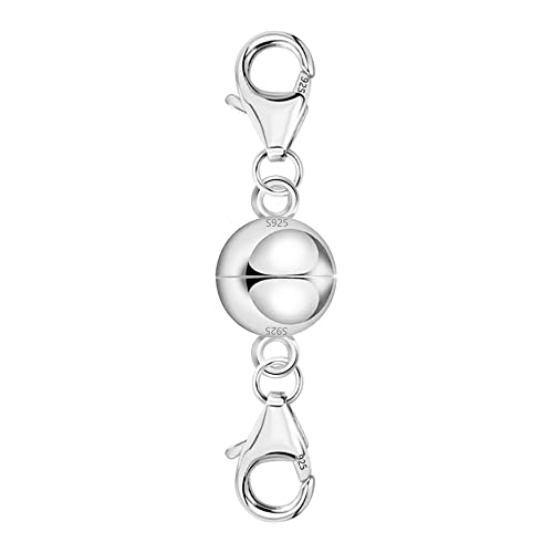925 Sterling Silver Double Lobster Clasp Magnetic Necklace Jewelry Clasps and Closures Sterling Silver Double Bracelet Necklace Clasp - color: A-Silver