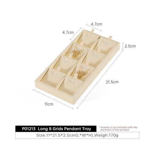 Dark Blue Jewelry Display Tray Ring Necklace Earring Bangle Organizer Multifunctional Storage Case for Jewelry Showcase (Long 8 Grids Pendant Tray(beige)) - color: 26-Pendant Tray
