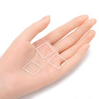 Adabele 50pcs Silver Square Beading Hoop Link Jewelry Findings 20mm Geometric Connector Open Back Bezel Frame for DIY Craft Jewelry Making CF73-3 - size: Square Shape (0.79 inch)