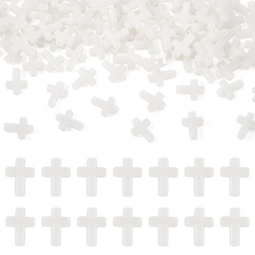 100Pcs Glow in the Dark Acrylic Cross Beads Crucifix Focal Beads White Cross Charms for Easter Pens Keychain Crafts DIY Jesus Bracelet Rosary Jewelry Making Supplies 16x12mm - color: Luminous Mint Cream
