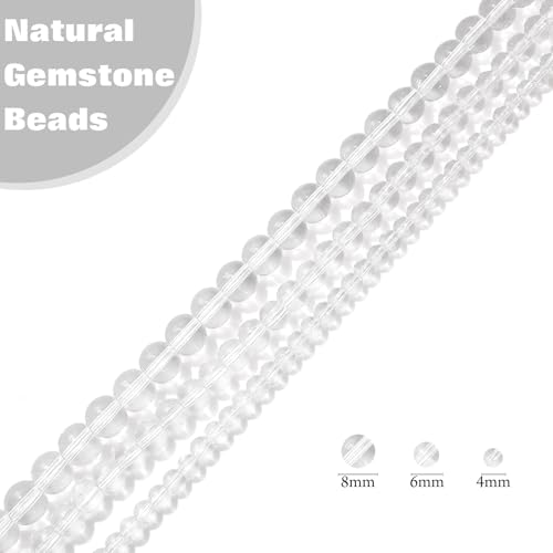 Vinswet 45pcs 8mm Clear Quartz Natural Stone Beads Round Genuine Real Stone Beading Loose Gemstones DIY Smooth Bead for Bracelet Necklace Earrings Jewelry Making - color: Clear Quartz, size: 8mm