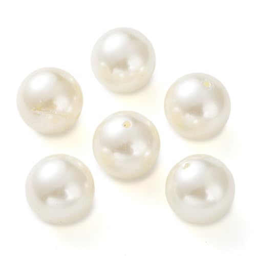 DanLingJewelry 35Pcs 30mm Imitated Pearl Acrylic Bubblegum Beads Large Round Gumball Loose Beads Creamy White Acrylic Pearl Spacer Beads for Jewelry Making Crafts