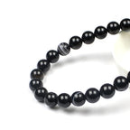 MJDCB Natural Black Striped Agate Round Loose Beads for Jewelry Making DIY Bracelet Necklace (12mm) - color: Black Striped Agate, size: 12mm