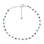 Natural Gemstone Cluster Anklets, Silver Plated Rosary Ankle Bracelet, Handmade Boho Jewelry for Women, Hypoallergenic Lightweight Crystals Beads Chain, Gift for Her, 9+1.50inch