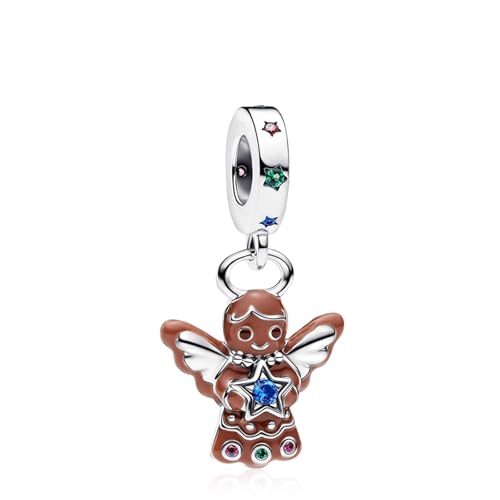 925 Sterling Silver Charms for Bracelets Gold Love and Heart Charms Cherry Blossom Dangle Beads Jewelry for Women - color: Gingerbread Man