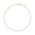 MTMY Beaded Necklaces for Women 14K Gold Plated Dainty Colorful Green/Rose Beaded Pearl Choker Necklace Delicate Boho Choker Necklace Jewelry Gift - style: beads paper clip
