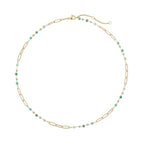 MTMY Beaded Necklaces for Women 14K Gold Plated Dainty Colorful Green/Rose Beaded Pearl Choker Necklace Delicate Boho Choker Necklace Jewelry Gift - style: beads paper clip