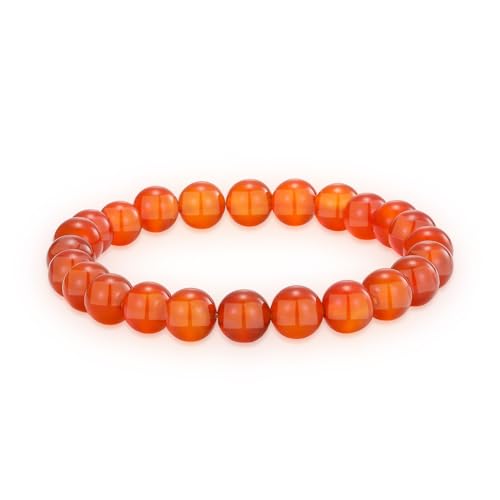 Crystal Vibe 8mm Beaded Bracelets For Women Men - Healing Crystal Bracelet - Adjustable Size - color: carnelian