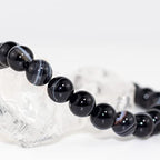 8mm Natural Gemstone Stretch Bracelet, Handmade Unisex Crystal Bracelets for Meditation, Yoga, Spiritual Healing & Positive Energy - color: Black Sardonyx