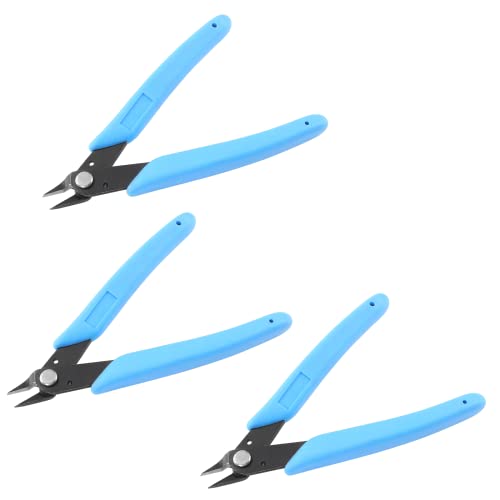 Bivethoi 3pcs Micro Wire Cutters Flush Cut Snips, Small Diagonal Cutters 3D Printer Filament Pliers Tool, Mini Tiny Nippers Zip Tie Cutters for Jewelry Making Model (5 Inch, Light Blue) - color: Light Blue