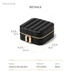 Small Jewelry Box, Easy Carried Travel Jewelry Organizer PU Leather Mini Holder Box Storage Case Portable, Necklace, Earring, Rings, Bracelets, Black - color: Black