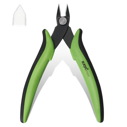 KATA Micro Flush Cutters, 5-inch Precision Wire Cutter, Anti-Slip Side Cutting Pliers for Electronics, Zip Ties, Copper Wire - color: 1pc