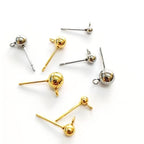 250Pcs No Tarnish Ball Stud for Earring Making, stino Hypoallergenic Stainless Steel Earring Posts, Jewelry Findings Supplies, Silver & Gold Plated (Silver) - color: Silver
