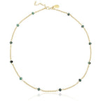 Dainty Gold Necklace for Women,Trendy 18k Gold Vermeil Sterling Silver Choker Necklace Thin Beaded Choker Necklaces Womens Simple Jewelry Gift for Valentines Day - color: May - Emerald
