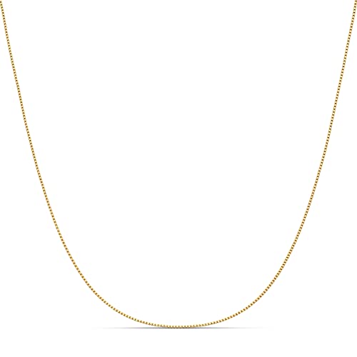 Amazon Essentials Sterling Yellow Gold or Silver Thin 0.8mm Box Chain Necklace - color: Yellow Gold, size: 18"