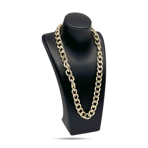 7.5" Jewelry Necklace Display Stand for Vendors - Mannequin Bust Chain Holder - Satin-Finish Faux Leather - Small (Black) - color: Black, size: 7.5" - Small