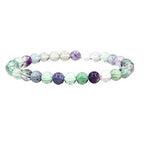 Angelstones Handmade Natural Healing Gemstone 6mm Round Beads Stretch Crystal Bracelet 7 Inch Unisex - color: Clear Fluorite