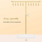 Necklace Holder Elegant Jewelry Holder Stand, Gold Necklace Organizer Rack with Ceramic Base Adjustable Jewelry Tree for Bracelets, Rings, Earrings Necklaces Hanger Display(Gold)