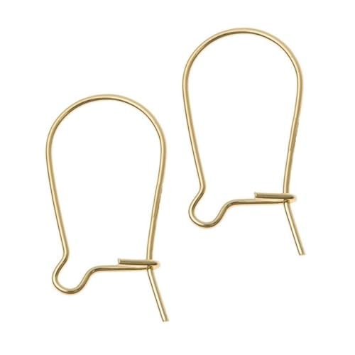 Adabele 100pcs Hypoallergenic Earring Hooks Kidney Ear Wire Connector 18mm Long 18K Yellow Gold Plated Brass for DIY Craft Earrings Jewelry Making CF184-18 - color: Gold, size: 18mm (0.71") - 100pcs