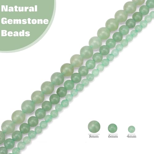 Vinswet 60pcs 6mm Green Aventurine Natural Stone Beads Round Genuine Real Stone Beading Loose Gemstones DIY Smooth Bead for Bracelet Necklace Earrings Jewelry Making - color: Green Aventurine, size: 6mm